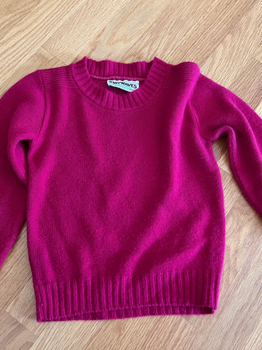 Vintage Knitwaves Classic Crewneck Sweater in Fuchsia youth 3T